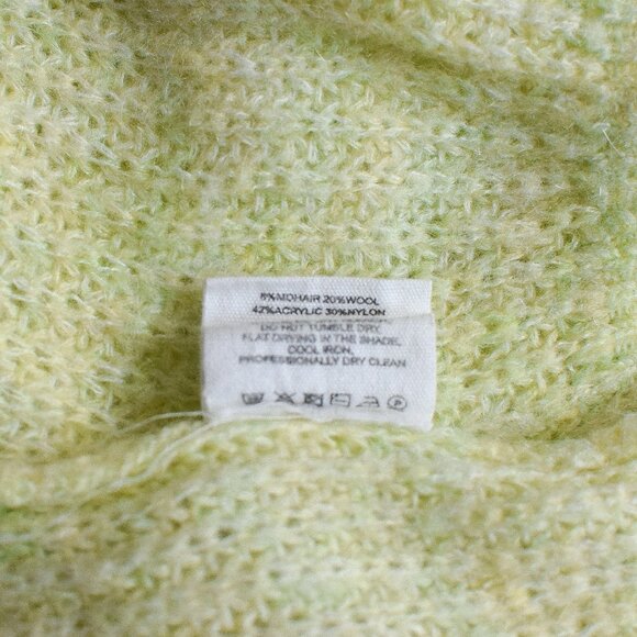 Rumored Frenchie Cardigan in Limon Yellow Fuzzy Knit Mohair Wool Sweater Size L - Picture 10 of 10